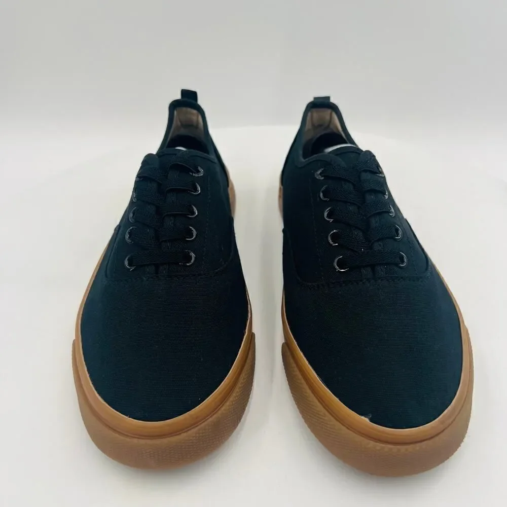 Old Navy Black Jack Canvas Lace-Up Black Tan Sole Sneakers for Kids Size 5